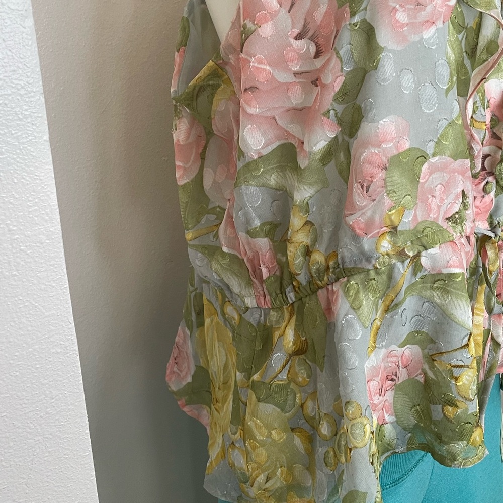 Floral Ruffled Adjustable Strap Top - Picture 6 of 7
